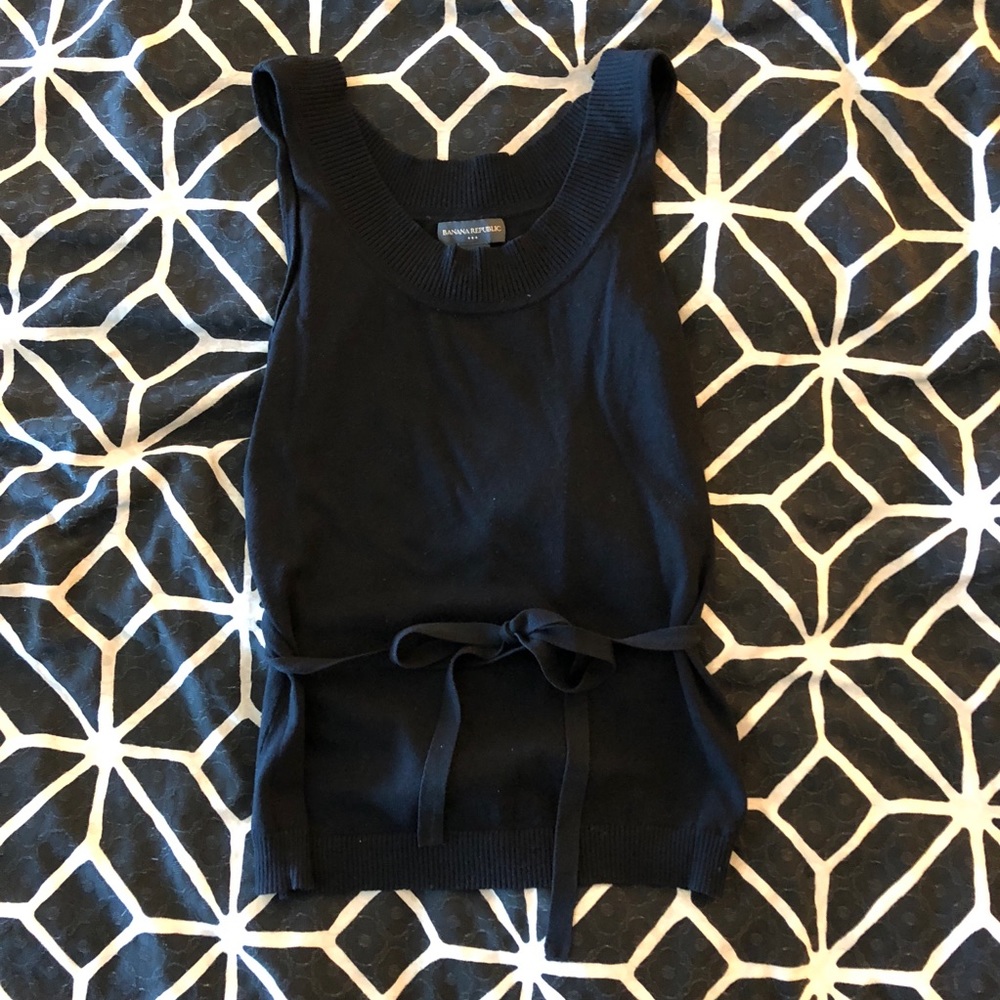 Black work top with tie detail